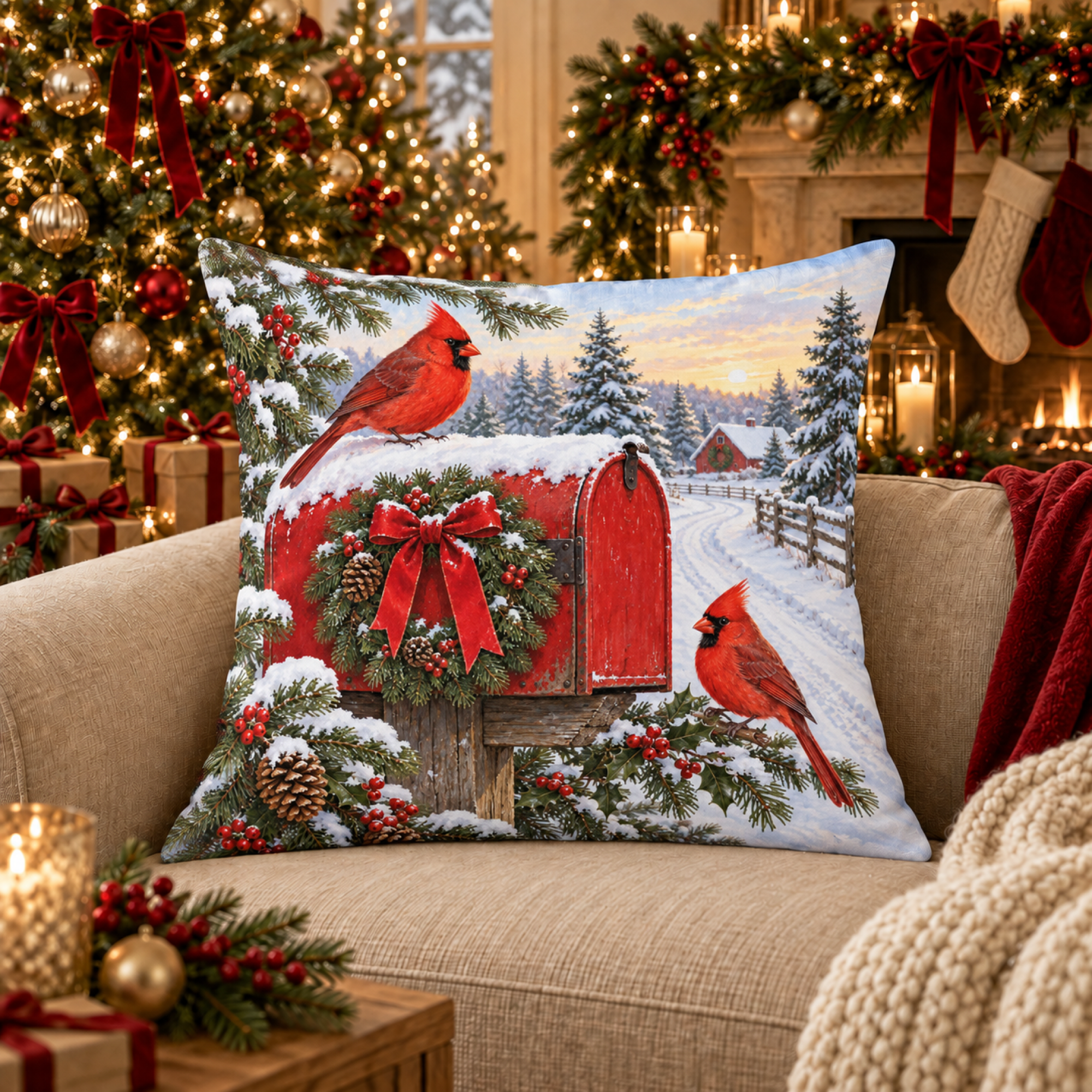 Cardinal Mailbox pillow cover