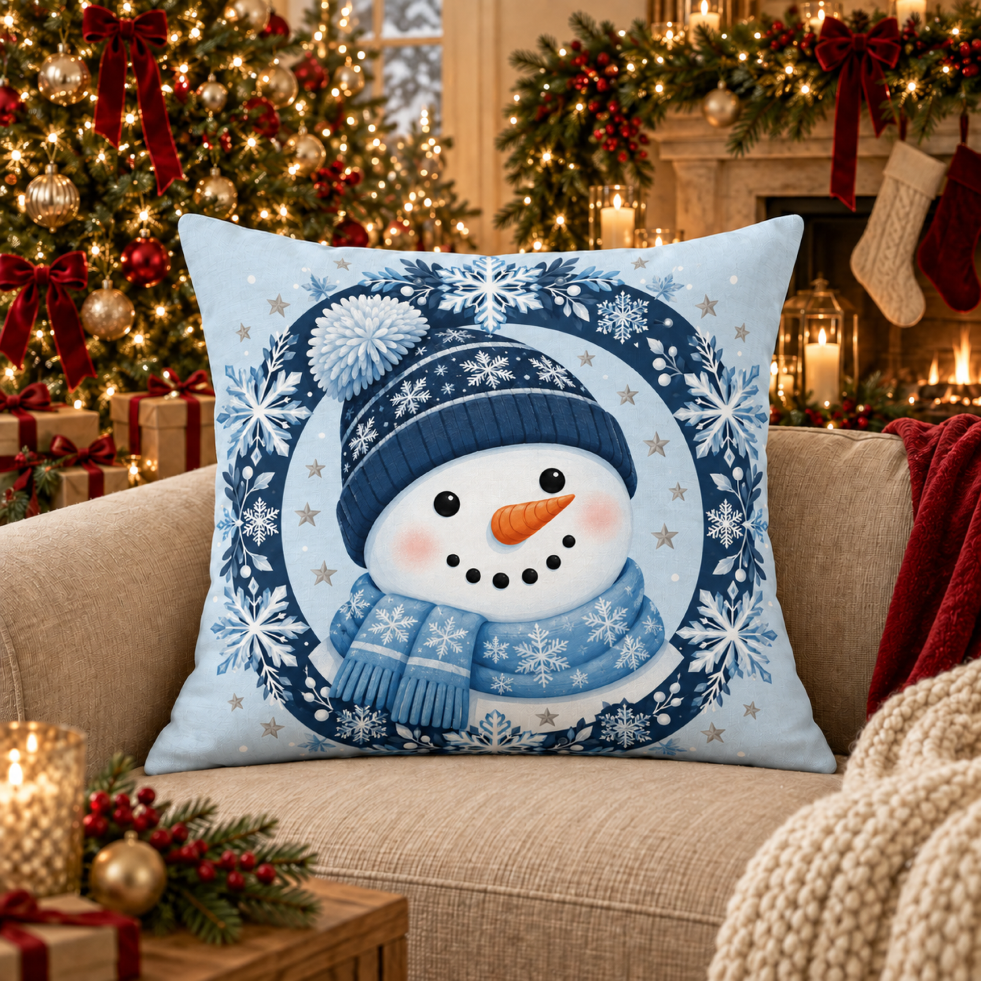 Christmas pillow covers styled for the season