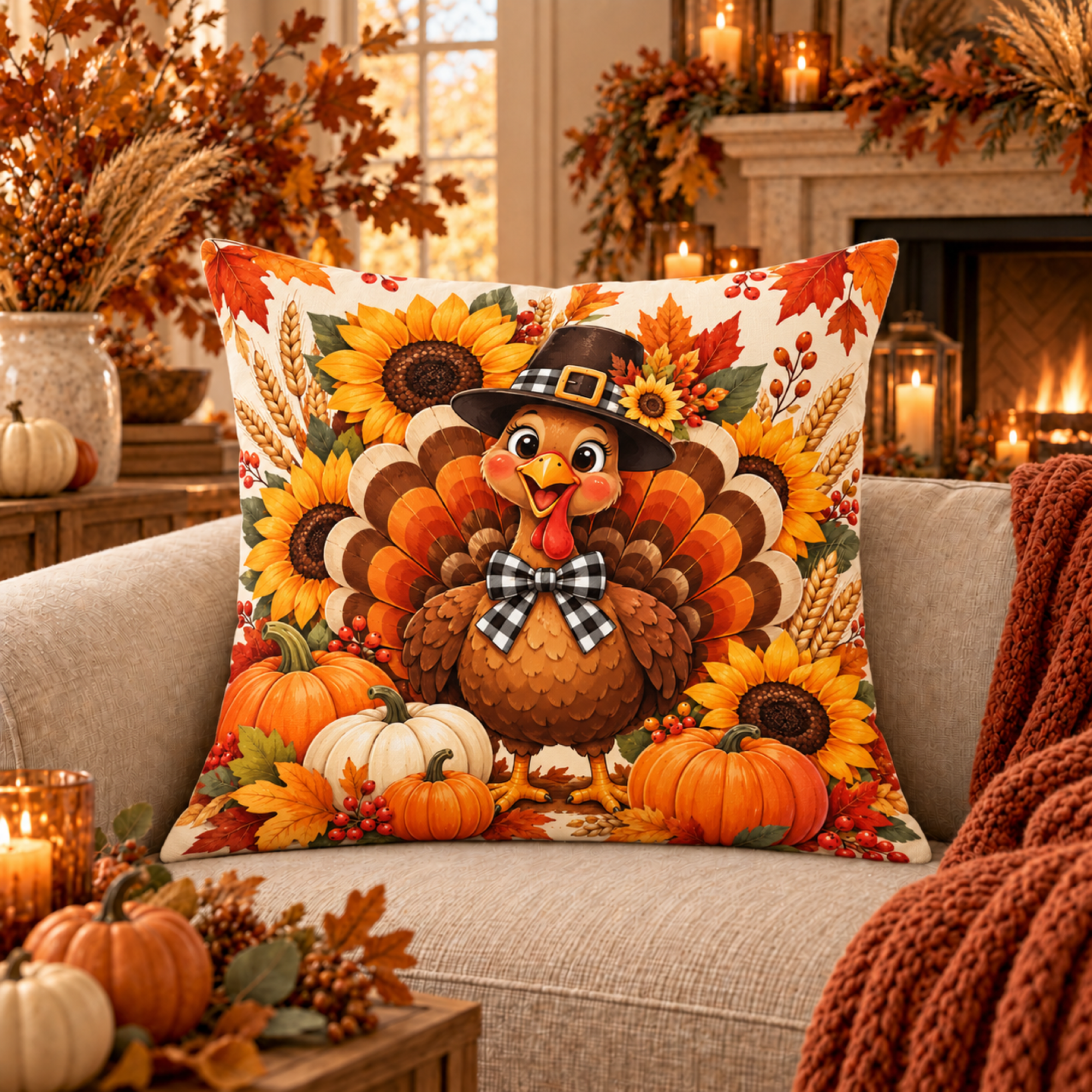 Sunflower Turkey pillow cover