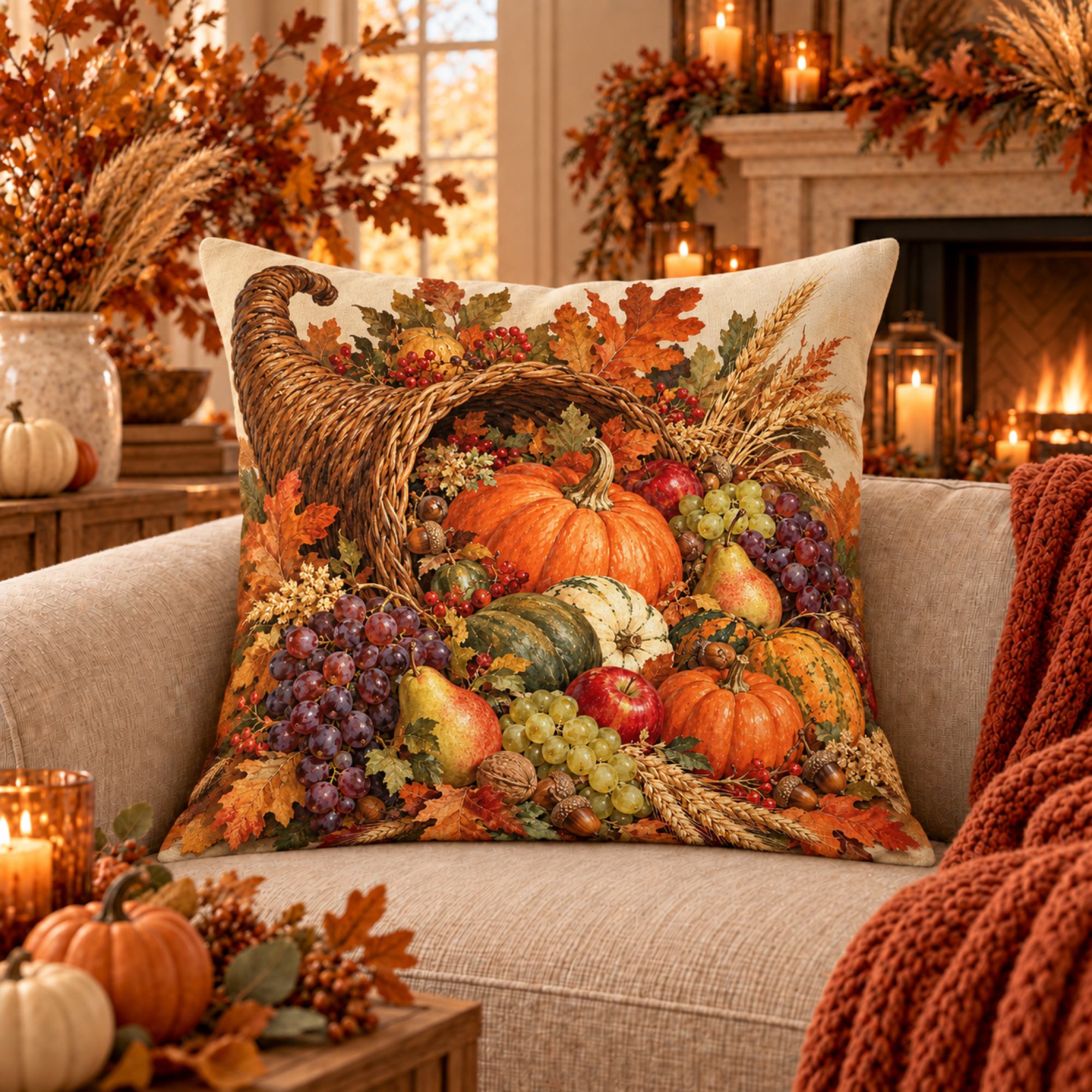 Harvest Cornucopia pillow cover