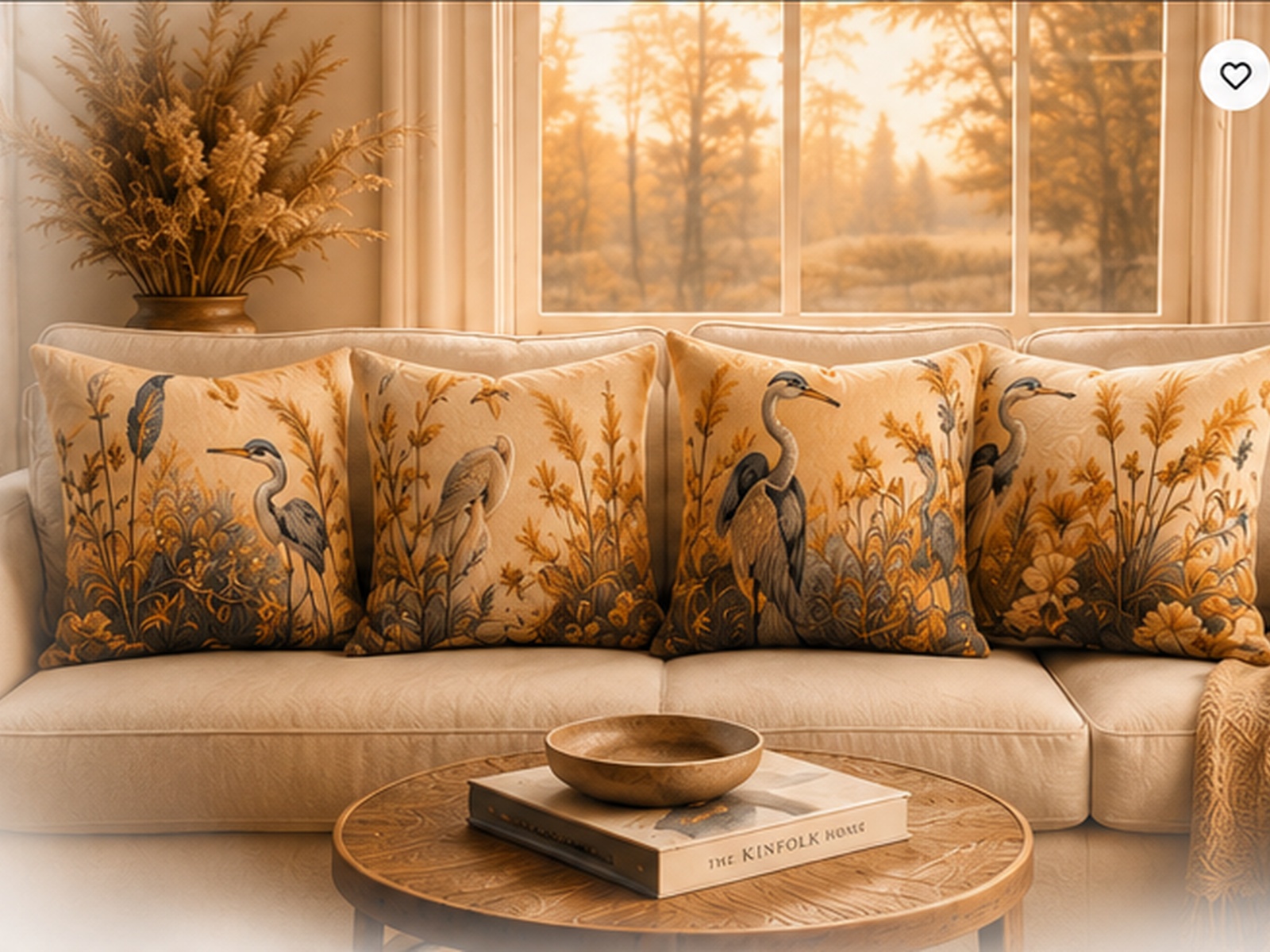Heron pillow cover theme