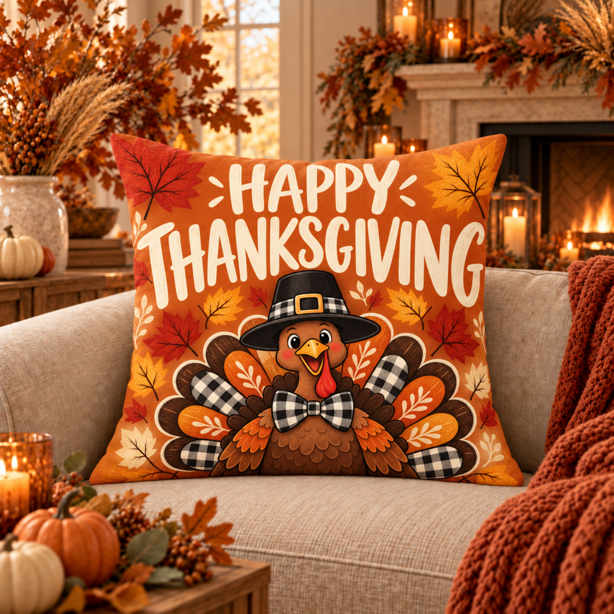 Happy Thanksgiving pillow cover
