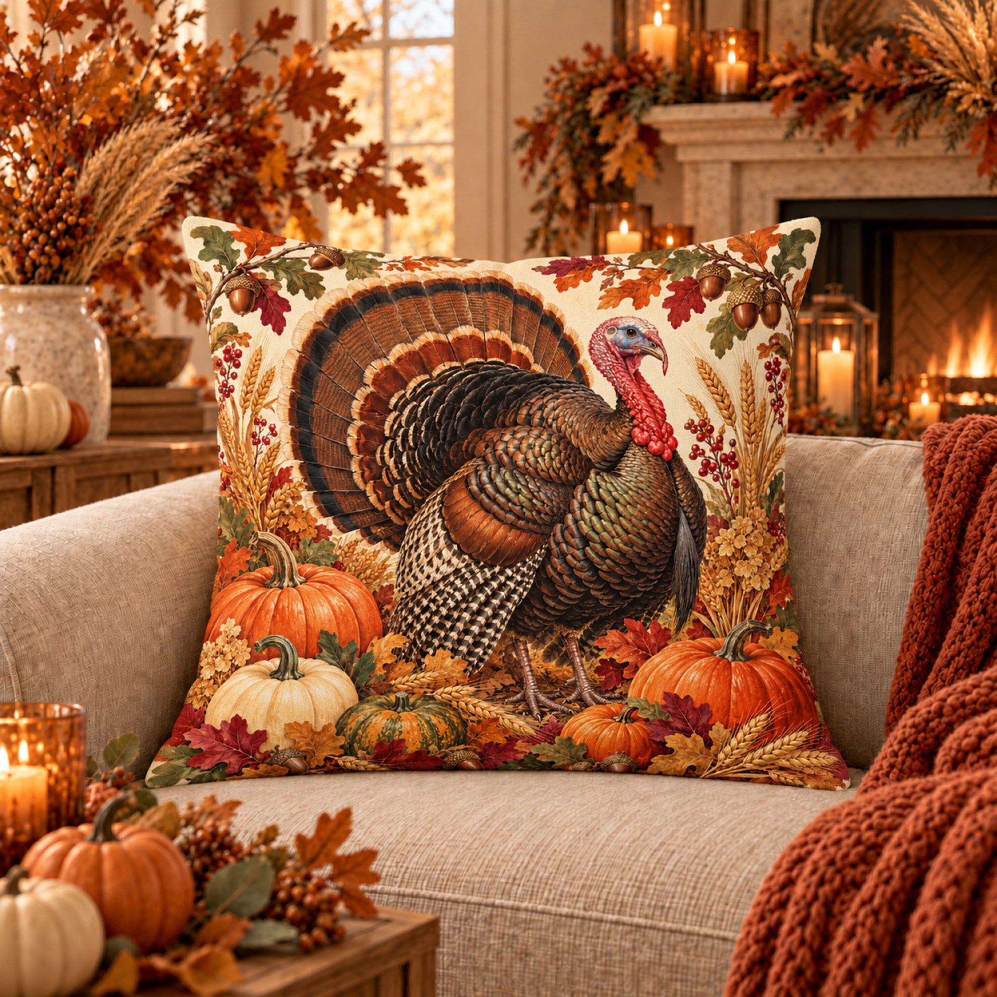 Heirloom Turkey pillow cover
