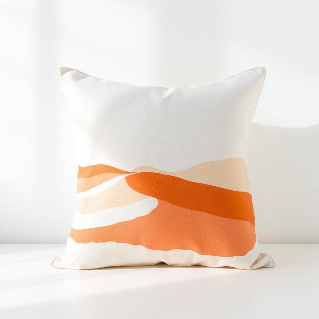 Linen pillow with abstract desert landscape print