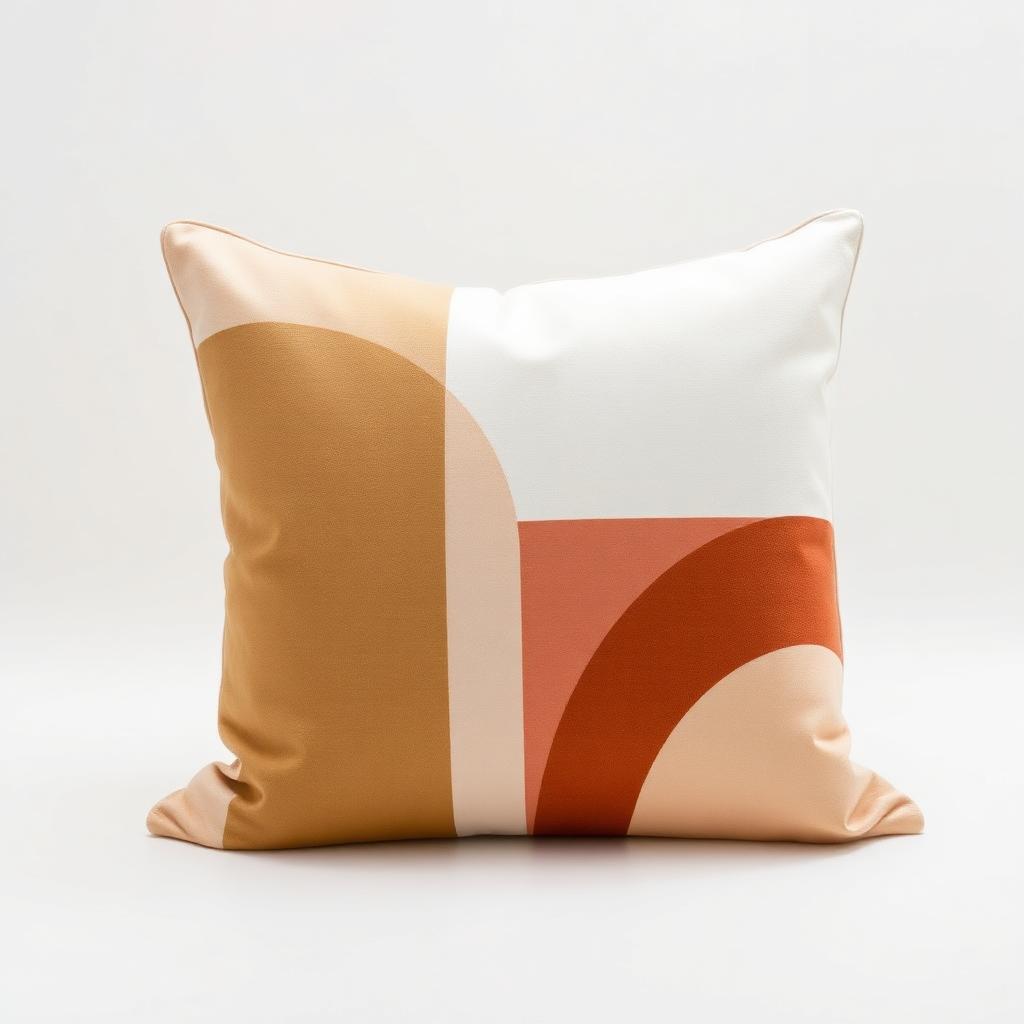 Velvet pillow with geometric bauhaus pattern