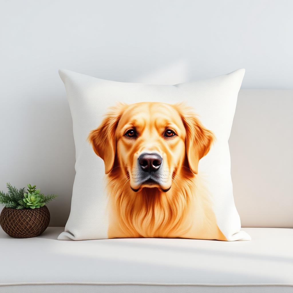 Linen pillow with a painterly pet portrait